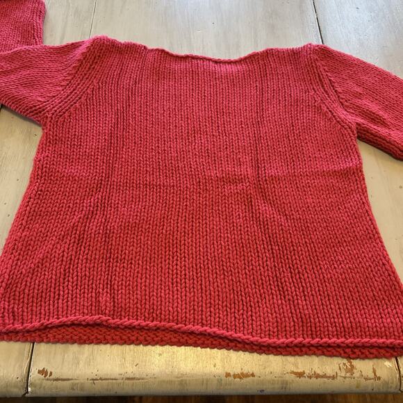 Eddie Bauer Red Chunky Knit Lambs Wool Blend Sweater Women’s Sz XL - Picture 7 of 7